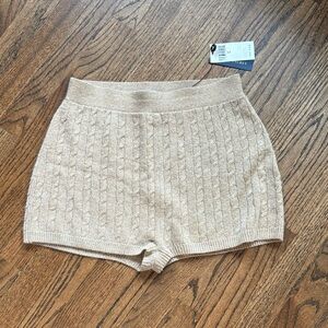 Polo Ralph Lauren wool cashmere cable knit short in tan camel size Large